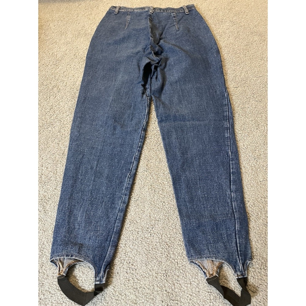 Vtg 80s Match High Waist Stirrup Jeans Sz 10 Blue Denim Medium Washed Foot Strap - Picture 2 of 11